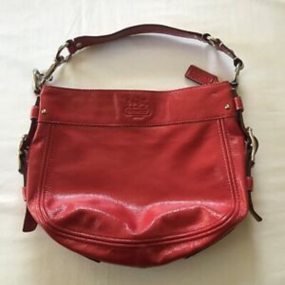 Coach Bags Coach Zoe Hobo Bag Purse In Crimson Red Patent Leather